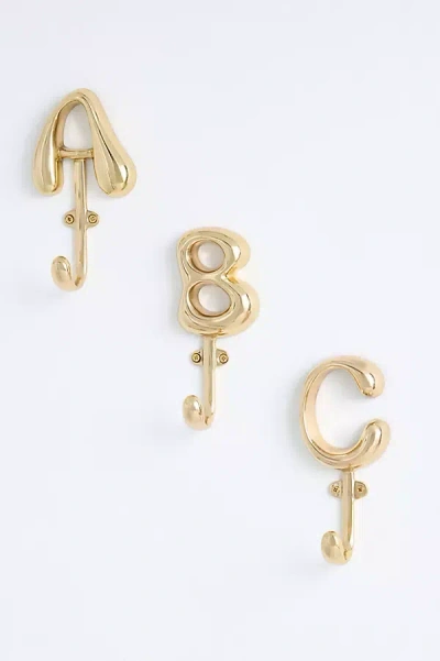 Anthropologie Bubble Letter Monogram Hook In Gold