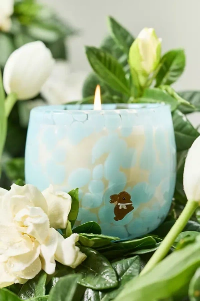 Anthropologie Bunny Spring Icon Floral Tulip Fields Glass Candle In Blue