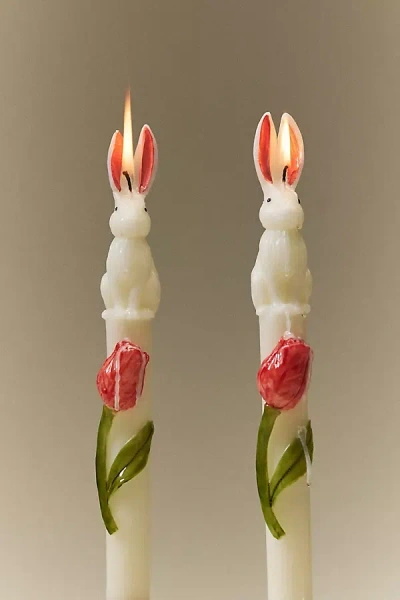 Anthropologie Bunny Taper Candles, Set Of 2 In Multi