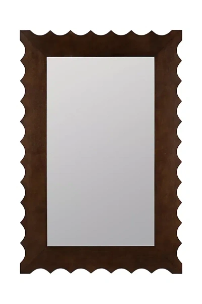 Anthropologie Burt Scalloped Wood Wall Mirror In Brown