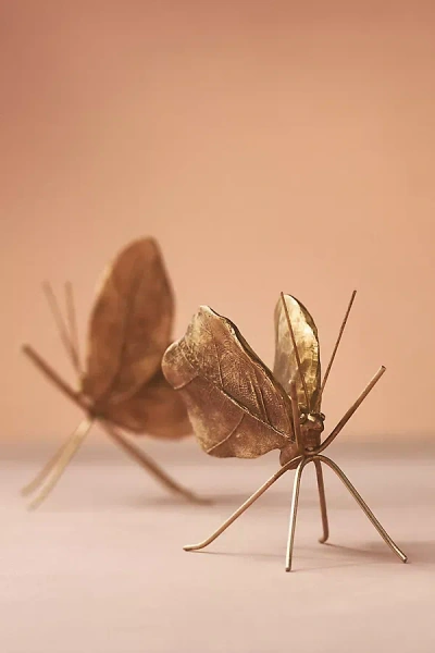 Anthropologie Butterfly Decorative Object In Gold
