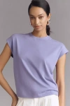 Anthropologie By  Crew Neck Cap-sleeve T-shirt In Purple