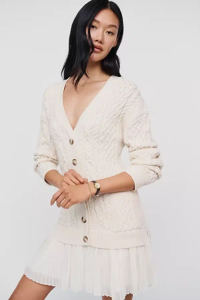 Anthropologie By  Delphine Twofer Cardigan Mini Dress In White