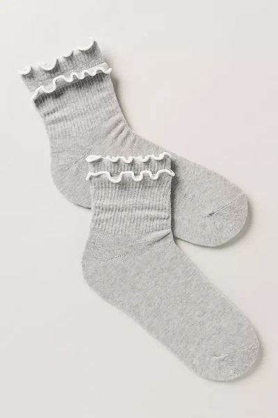 Anthropologie By  Double Ruffle Socks In Gray