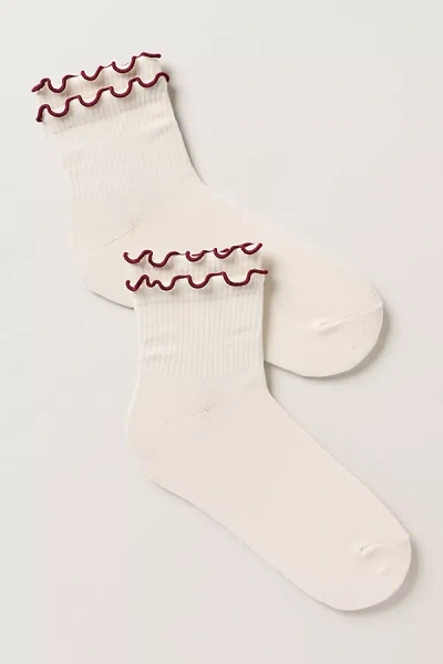 Anthropologie By  Double Ruffle Socks In White