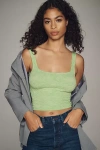 Anthropologie By  Hannah Seamless Textured Crop Tank Top In Green