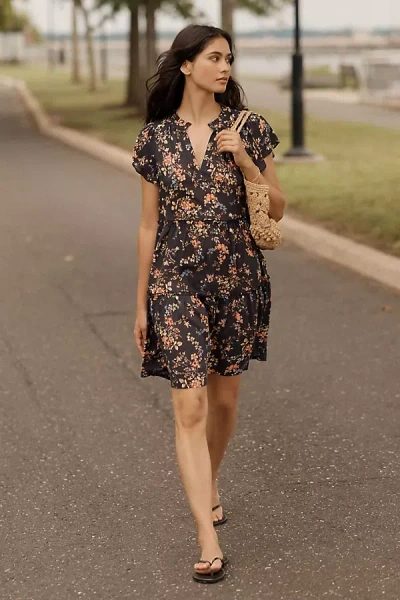 Anthropologie By  Ruffle Sleeve Dress In Black