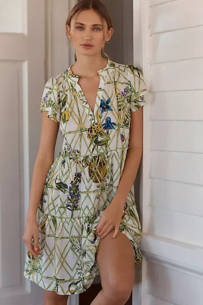 Anthropologie By  Ruffle Sleeve Dress In Green