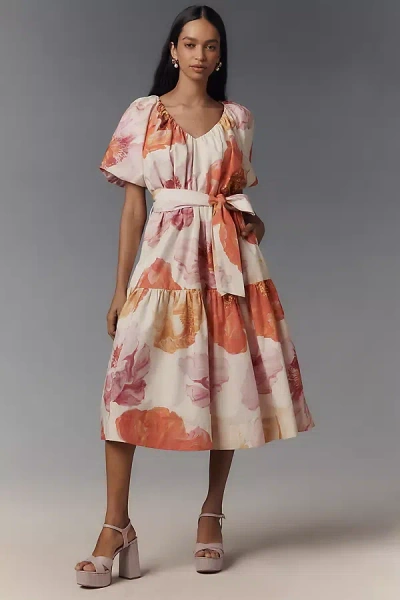 Anthropologie By  Short-sleeve Midi Tent Dress In Pink