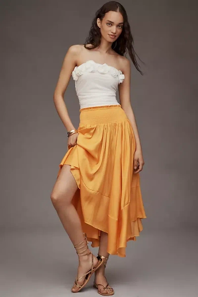 Anthropologie By  Smocked-waist Asymmetrical Skirt