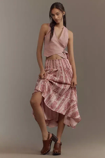 Anthropologie By  Smocked-waist Asymmetrical Skirt In Multicolor