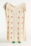 Anthropologie Cable-knit Icon Floral Throw Blanket In Neutral