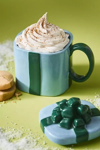 Anthropologie Cadeau Lidded Stoneware Mug In Green
