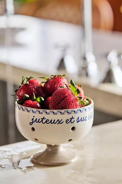 Anthropologie Café Violette Handpainted Stoneware Berry Basket In Neutral