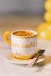 Anthropologie Café Violette Handpainted Stoneware Espresso Cup & Saucer