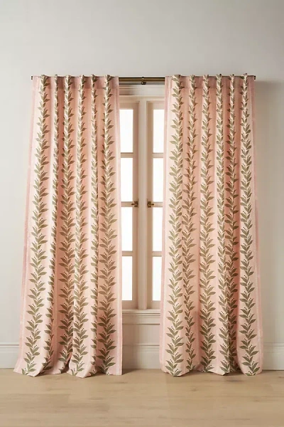 Anthropologie Calista Screen-printed Floral Curtain In Pink