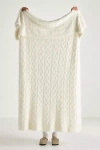 Anthropologie Camden Cable Knit Eyelash Throw Blanket In White
