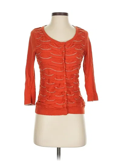 Pre-owned Anthropologie Cardigan Sweater In Orange