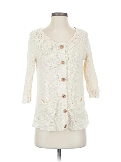 Pre-owned Anthropologie Cardigan Sweater In White