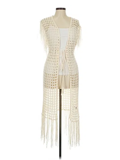 Pre-owned Anthropologie Cardigan Sweater In White