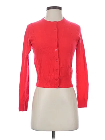 Pre-owned Anthropologie Cashmere Cardigan Sweater In Red