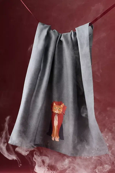 Anthropologie Cat Halloween Dish Towel In Gray