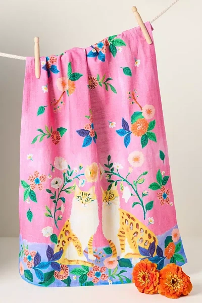 Anthropologie Cat Pet Portrait Dish Towel In Multi