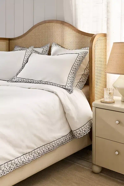 Anthropologie Catalina Cotton Embroidered Duvet Cover In Neutral