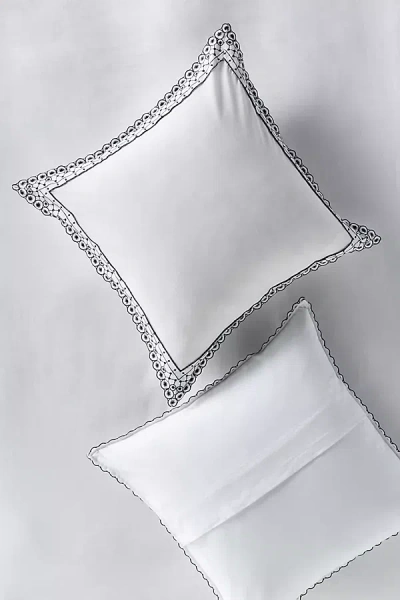 Anthropologie Catalina Cotton Embroidered Euro Sham In White