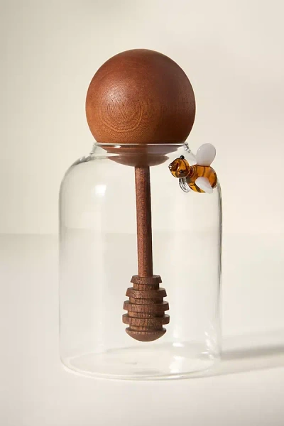 Anthropologie Catania Glass Honey Pot In Brown