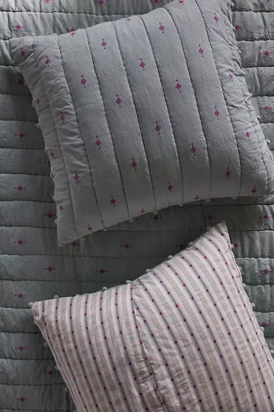 Anthropologie Cate Cotton Woven Euro Sham In Gray
