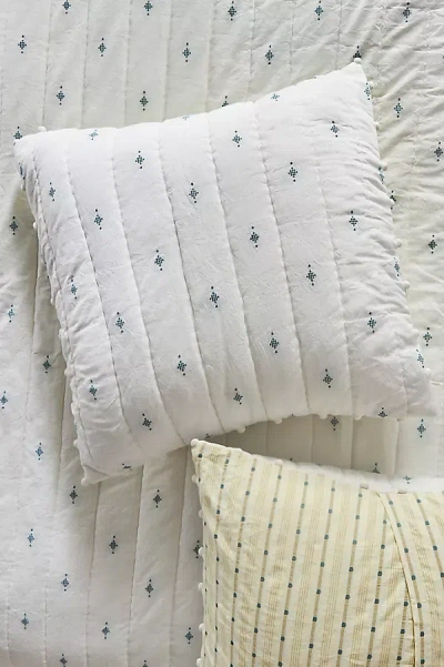 Anthropologie Cate Cotton Woven Euro Sham In White