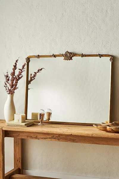 Anthropologie Cecilia Floral Emblem Mantel Mirror In Brown