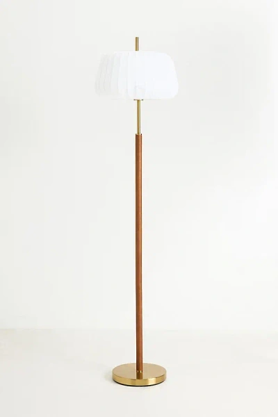 Anthropologie Ceduna Wood Accent Floor Lamp In Brown