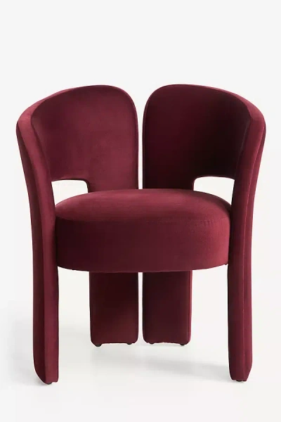 Anthropologie Celeste Velvet Dining Chair In Burgundy