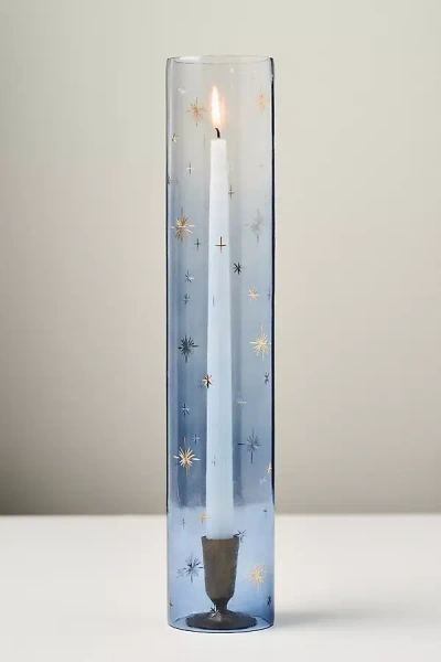 Anthropologie Celestial Etched Chimney Glass Candle Vase In Multi