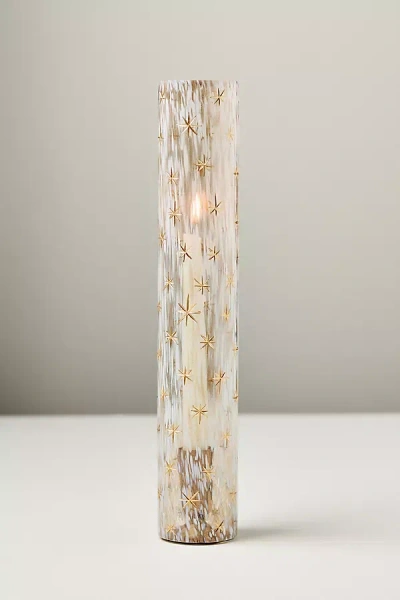 Anthropologie Celestial Etched Chimney Glass Candle Vase In Multi