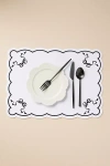 Anthropologie Celine Bow Cotton Embroidered Placemat In White