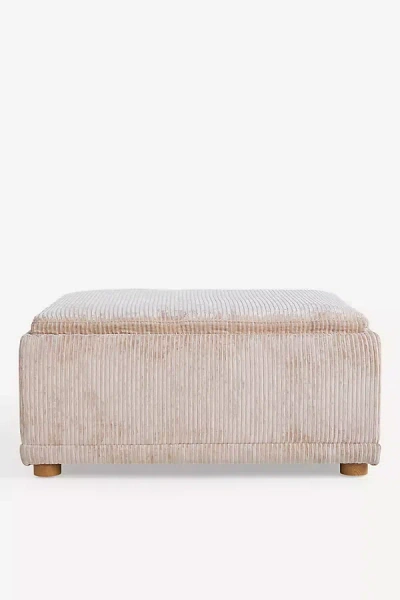 Anthropologie Corduroy Celine Large Storage Ottoman In Neutral