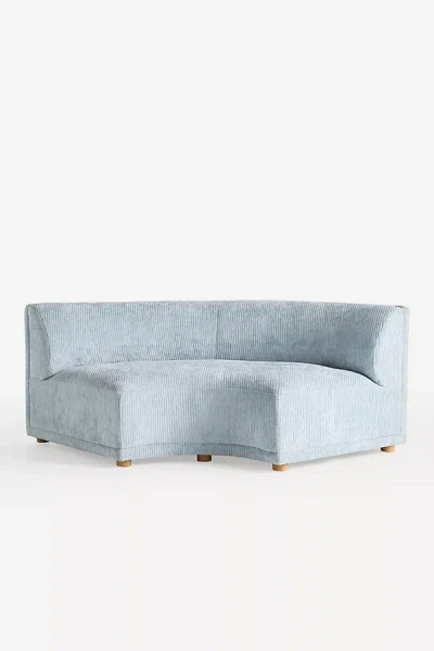 Anthropologie Celine Corduroy Modular Curved Corner Chair In Blue