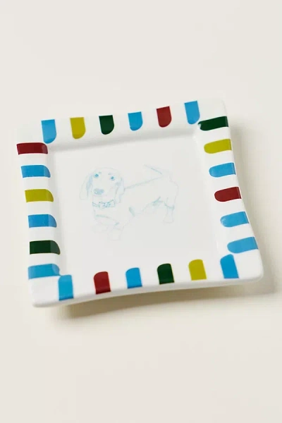 Anthropologie Ceramic Dog Trinket Dish In Multi