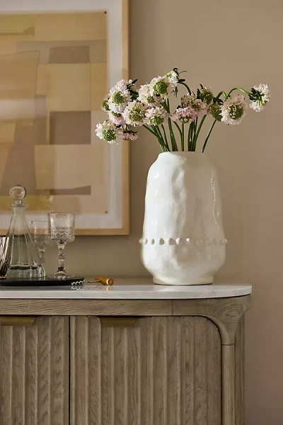Anthropologie Ceramic Hobnail Vase In White