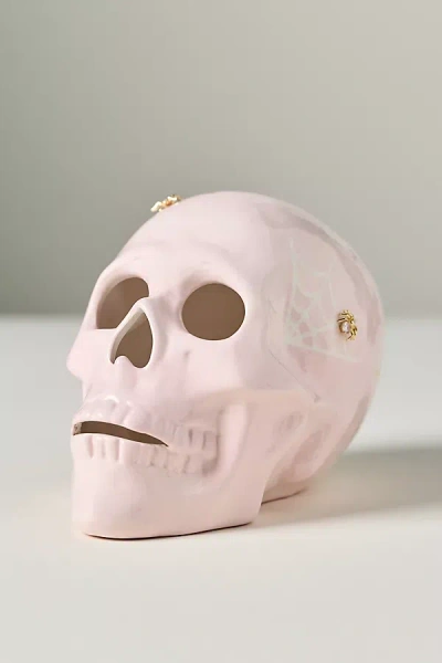 Anthropologie Ceramic Skull Decorative Object In Pink