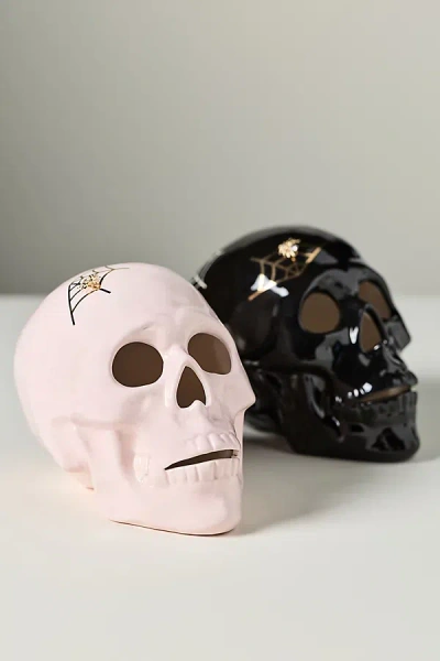 Anthropologie Ceramic Skull Decorative Object In Pink