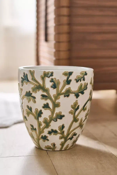 Anthropologie Ceramic Waste Bin In Green