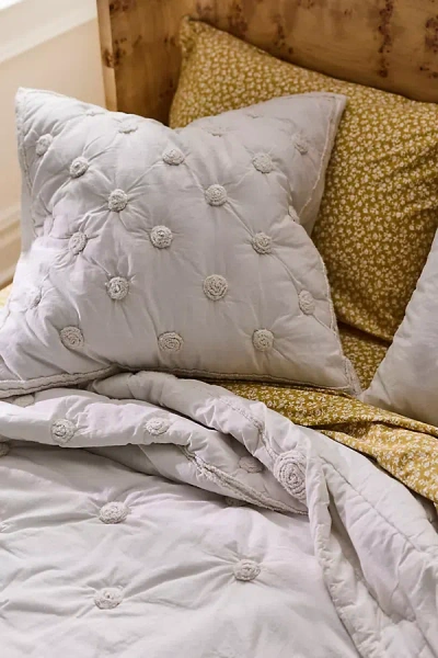 Anthropologie Charlotte Cotton Embroidered Quilt In Gray