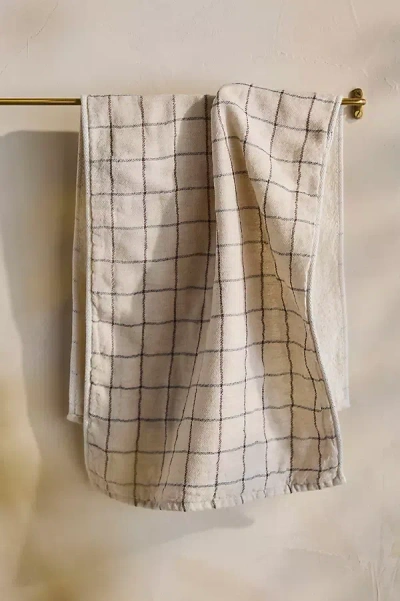 Anthropologie Check Organic Cotton Hand Towel In Gray