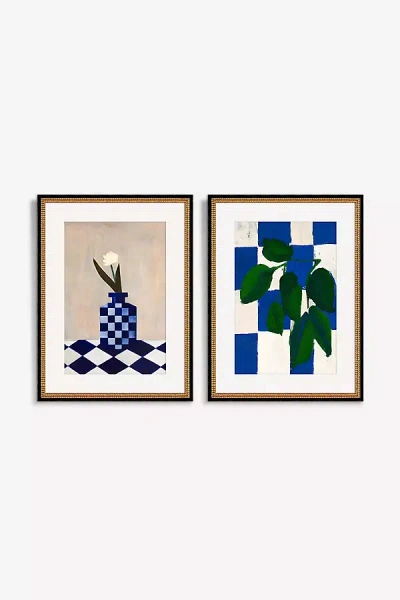 Anthropologie Checkered Botanicals Diptych Wall Art