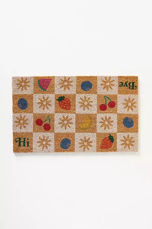 Anthropologie Checkered Fruit Doormat