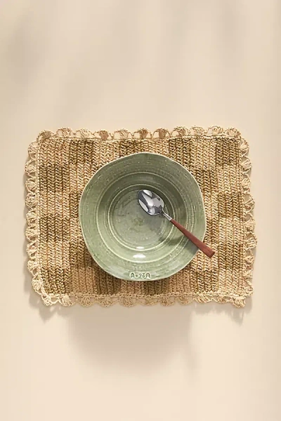 Anthropologie Checkered Placemat In Green